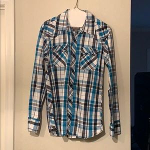 Blue plaid button up from buckle